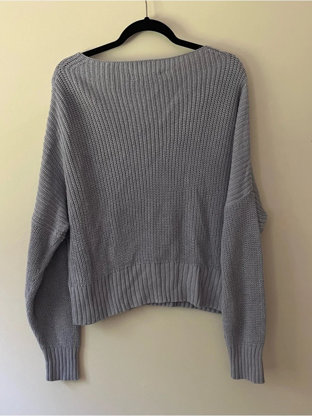 J. Crew Ribbed Slouchy Linen Sweater Medium Blue Fisherman Preppy New England